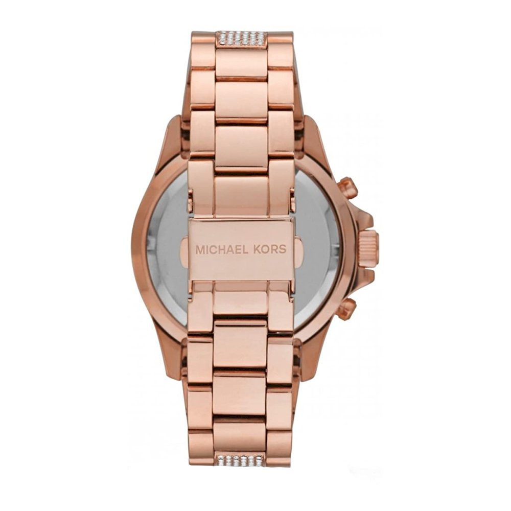 Michael Kors Women's Chronograph Everest Rose Gold Tone Black Dial 40mm Watch MK5875