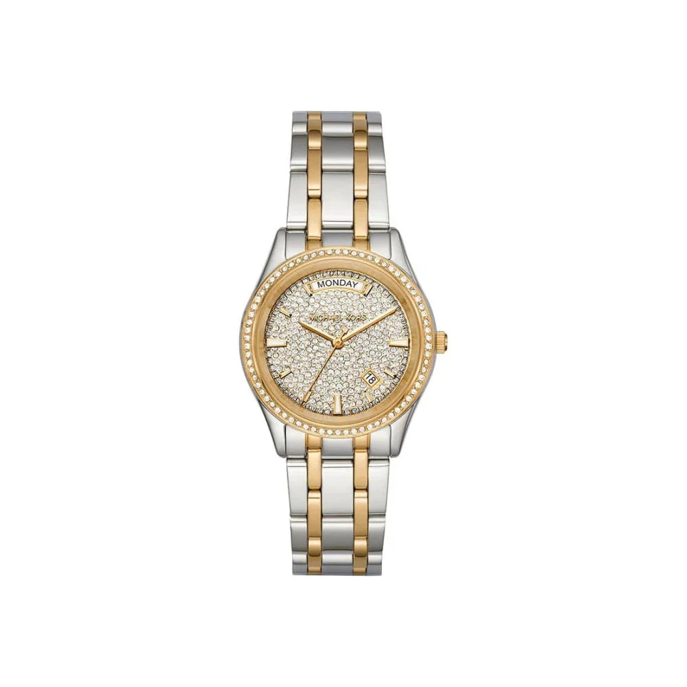 Michael Kors Women’s Quartz Analog Two-Tone Stainless Steel Gold Dial 34mm Watch MK6481