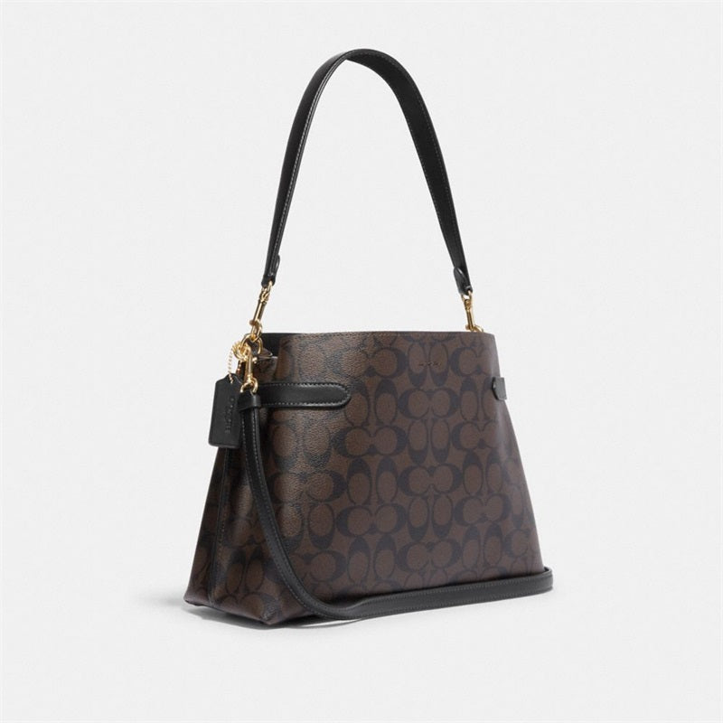 Coach Hanna In Signature Canvas Women's Shoulder Bag