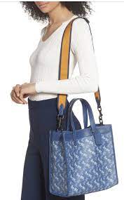 Coach Field Tote In Signature Canvas With Horse And Carriage Print Bag - Blue