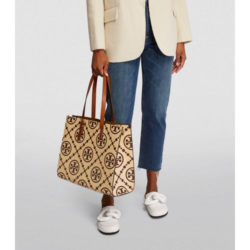 TORY BURCH T MONOGRAM CONTRAST EMBOSSED TOTE BAG