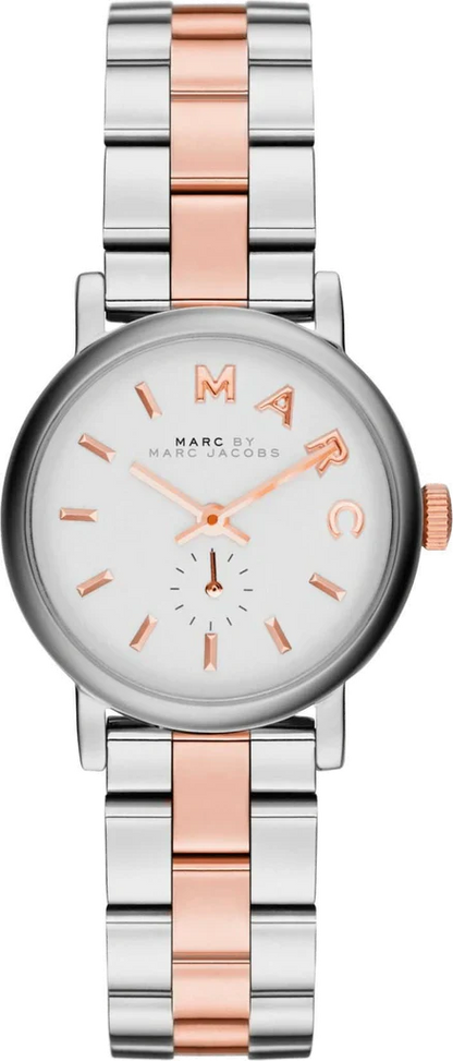 Marc Jacobs Baker White Dial Duo Tone Diver Strap Watch Pro Women - MBM3331