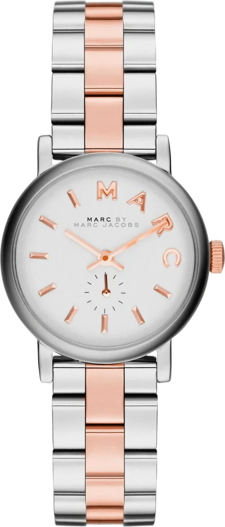 Marc Jacobs Baker White Dial Duo Tone Diver Strap Watch Pro Women - MBM3331