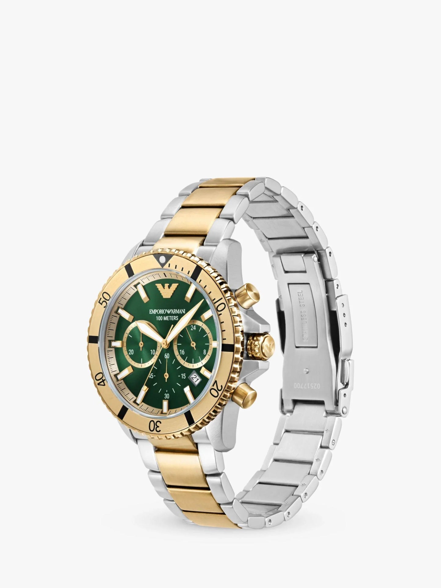 Emporio Armani Men’s Quartz Two-tone | Stainless Steel Green | Dial 43mm | Watch AR11586