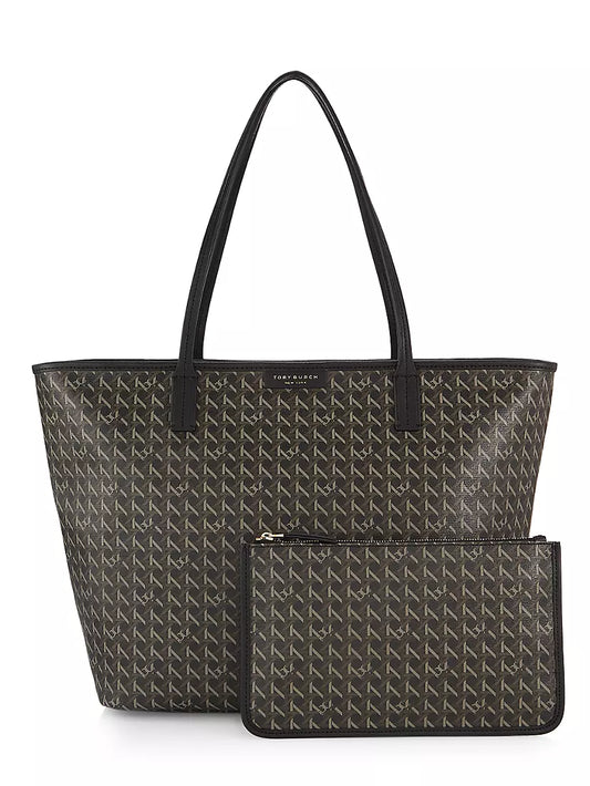 Tory Burch Ever Ready Basket Weave Tote Bag Black