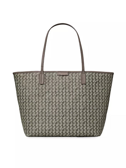 Tory Burch Ever Ready Basket Weave Tote Bag Zinc