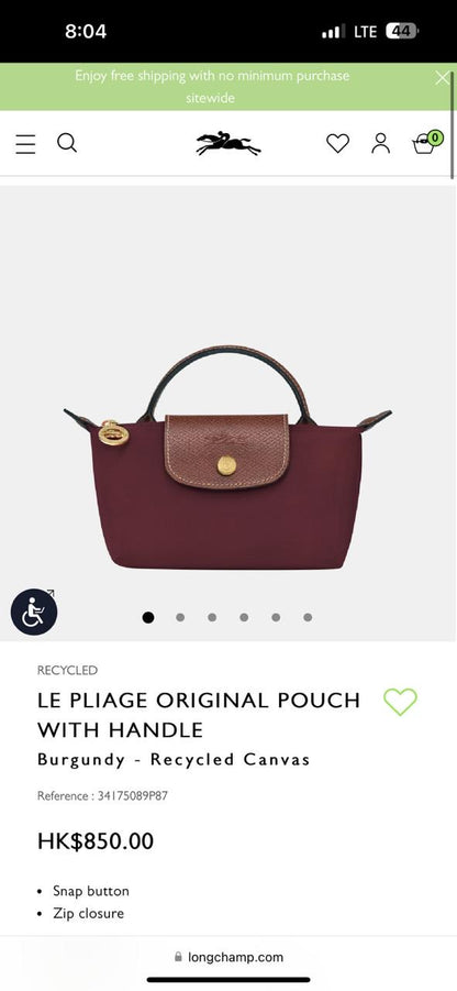 Long Champ Mini Pouch with Strap