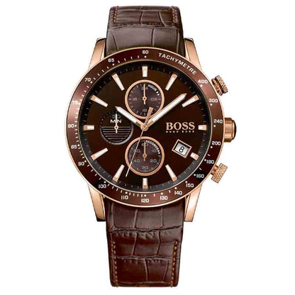 Hugo Boss Men's 1513392 Chronograph Quartz Leather Strap Brown Dial 44mm Watch