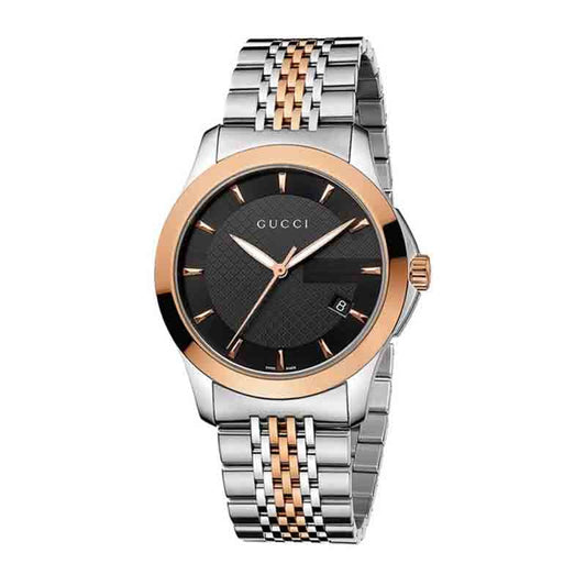 Gucci Men’s Swiss Made Quartz | Stainless Steel Black | Dial 38mm | Watch YA126410