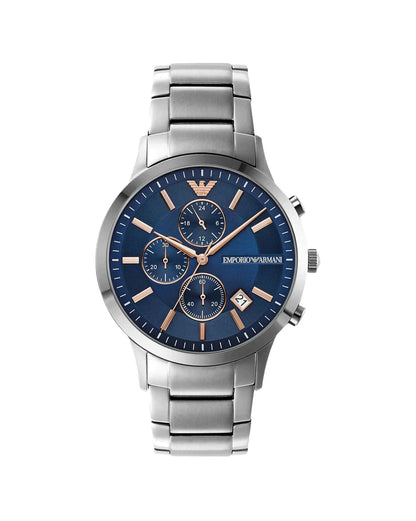 Emporio Armani Men’s Chronograph Stainless Steel Blue Dial 43mm Watch AR11458