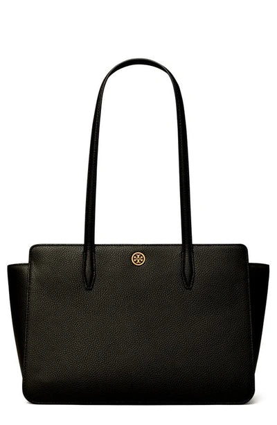 Tory Burch Robinson Small Leather Tote In Black