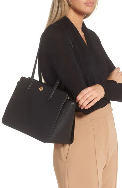 Tory Burch Robinson Small Leather Tote In Black