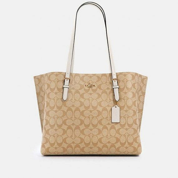 Coach Mollie Tote Bag In Signature Canvas In Light Khaki Chalk