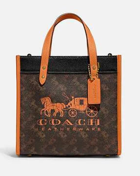 Coach Field Tote Bag 22 with Horse & Carriage Print