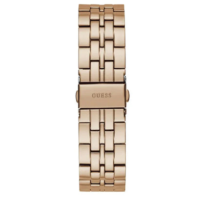 Guess Glitz Multi Function Diamonds Pink Dial Rose Gold Steel Strap Watch For Women - GW0320L6