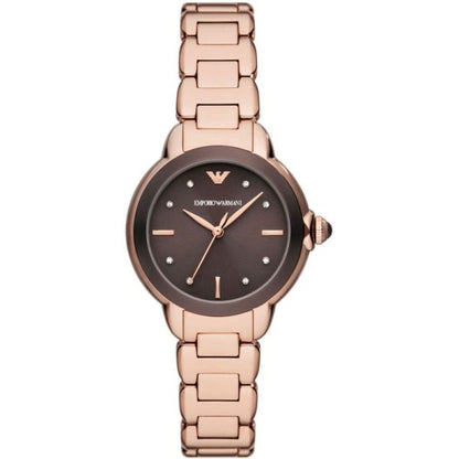 Emporio Armani Women’s Quartz Rose Gold Stainless Steel Brown Dial 32mm Watch AR11570