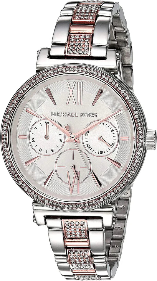 Michael Kors Women's Sofie Silver/Rose Gold Two-tone Stainless Steel White Dial Watch Mk4353