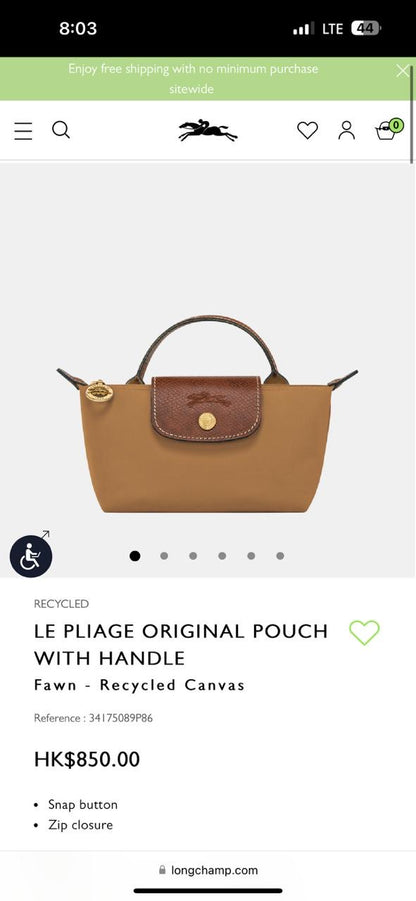 Long Champ Mini Pouch with Strap