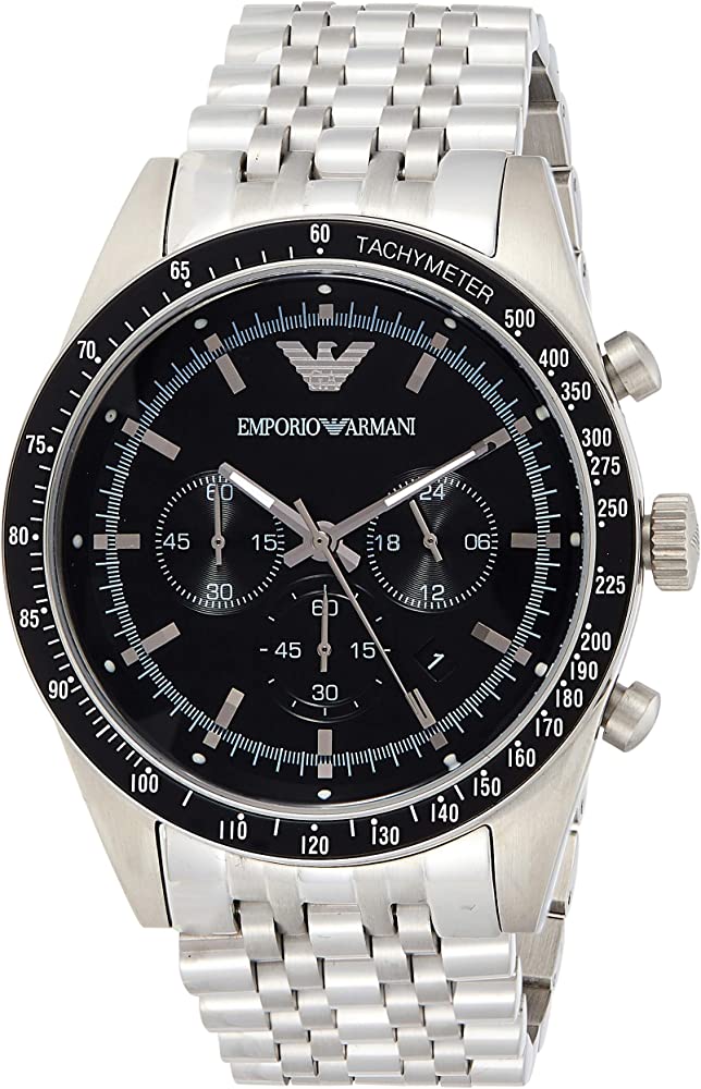 Emporio Armani Men’s Chronograph Quartz Stainless Steel Black Dial 46mm Watch AR5988