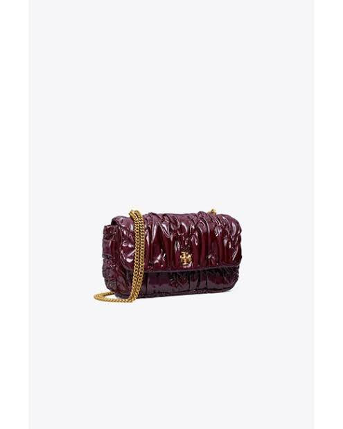 tory burch kira diamond ruched flap bag | Port/Red