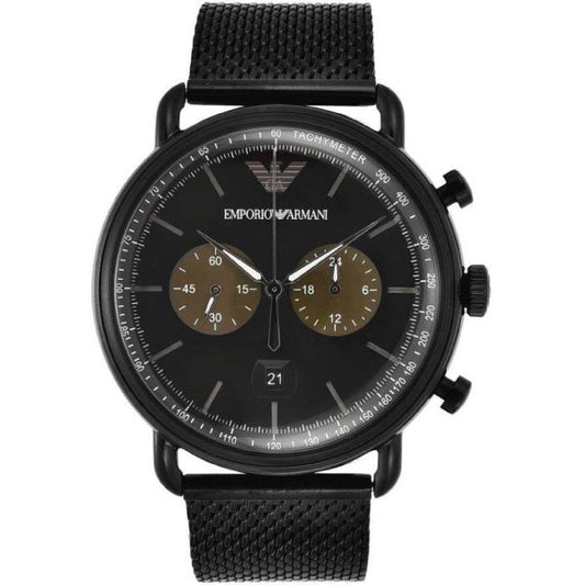 Emporio Armani - Mens Chronograph Quartz Stainless Steel Black Dial 43mm Watch AR11142