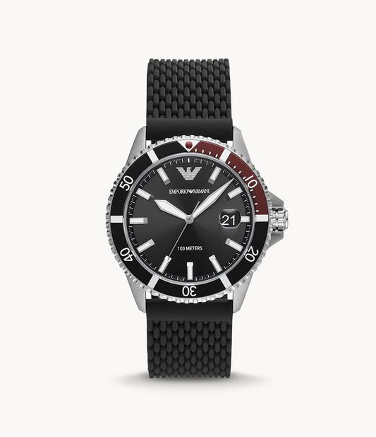 Emporio Armani Men’s Quartz Silicone Strap Black Dial 40mm Watch AR11341