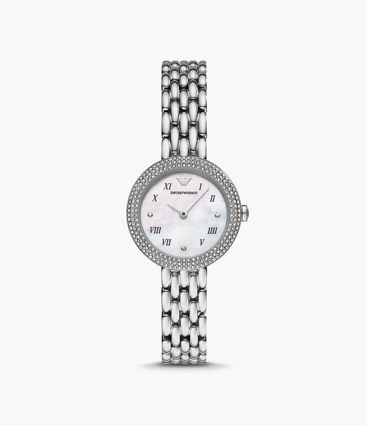 Emporio Armani Women’s Analog Stainless Steel White Dial 30mm Watch AR11354