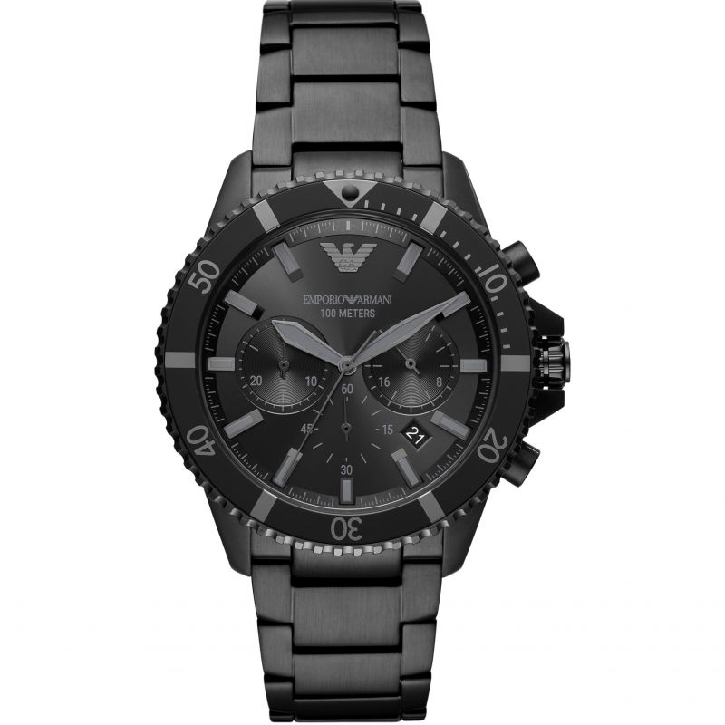 Emporio Armani Men’s Quartz Stainless Steel Black Dial 43mm Watch AR11363