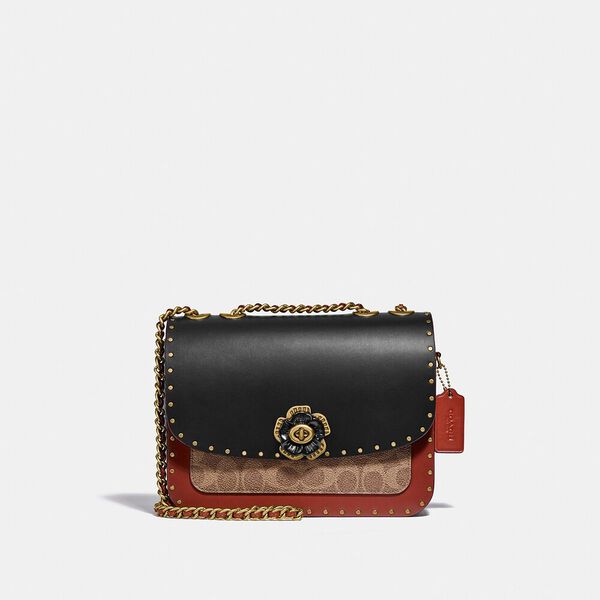 COACH MADISON SHOULDER BAG IN SIGNATURE CANVAS WITH SNAKESKIN