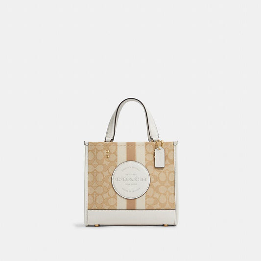 Coach Dempsey Tote 22 In Signature Jacquard With Coach Patch And Stripe