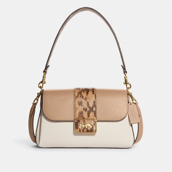 Coach Grace Shoulder Bag In Colorblock Taupe Multi