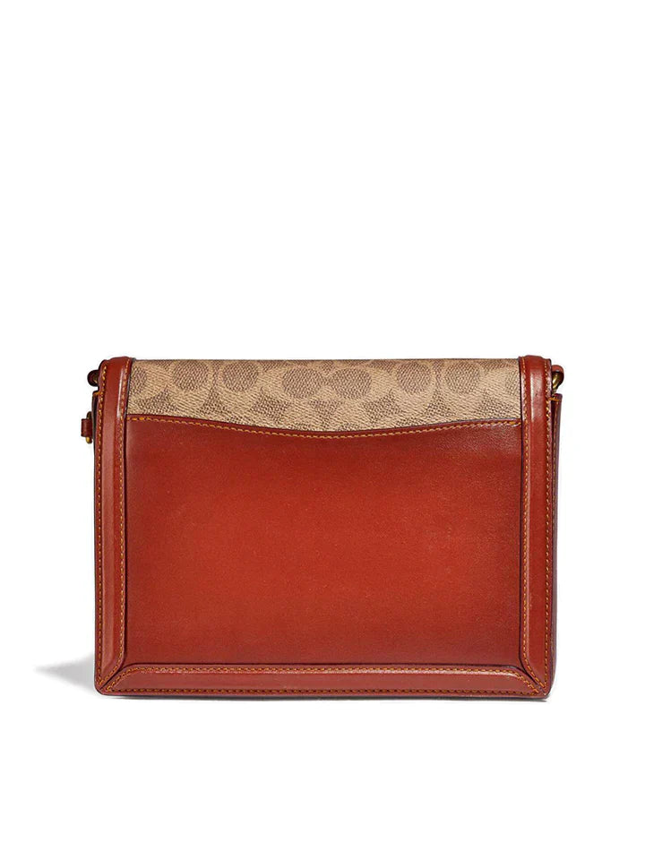 Coach Hutton Shoulder Bag In Signature Canvas Tan Rust