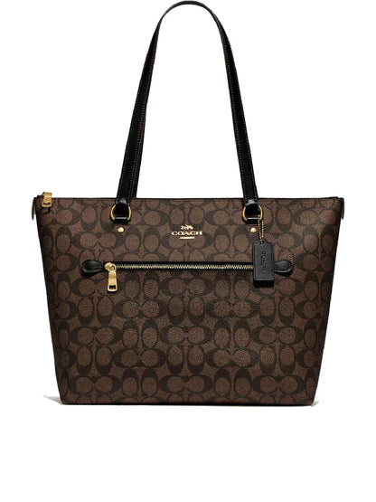 Coach Gallery Tote In Signature Canvas Brown Black