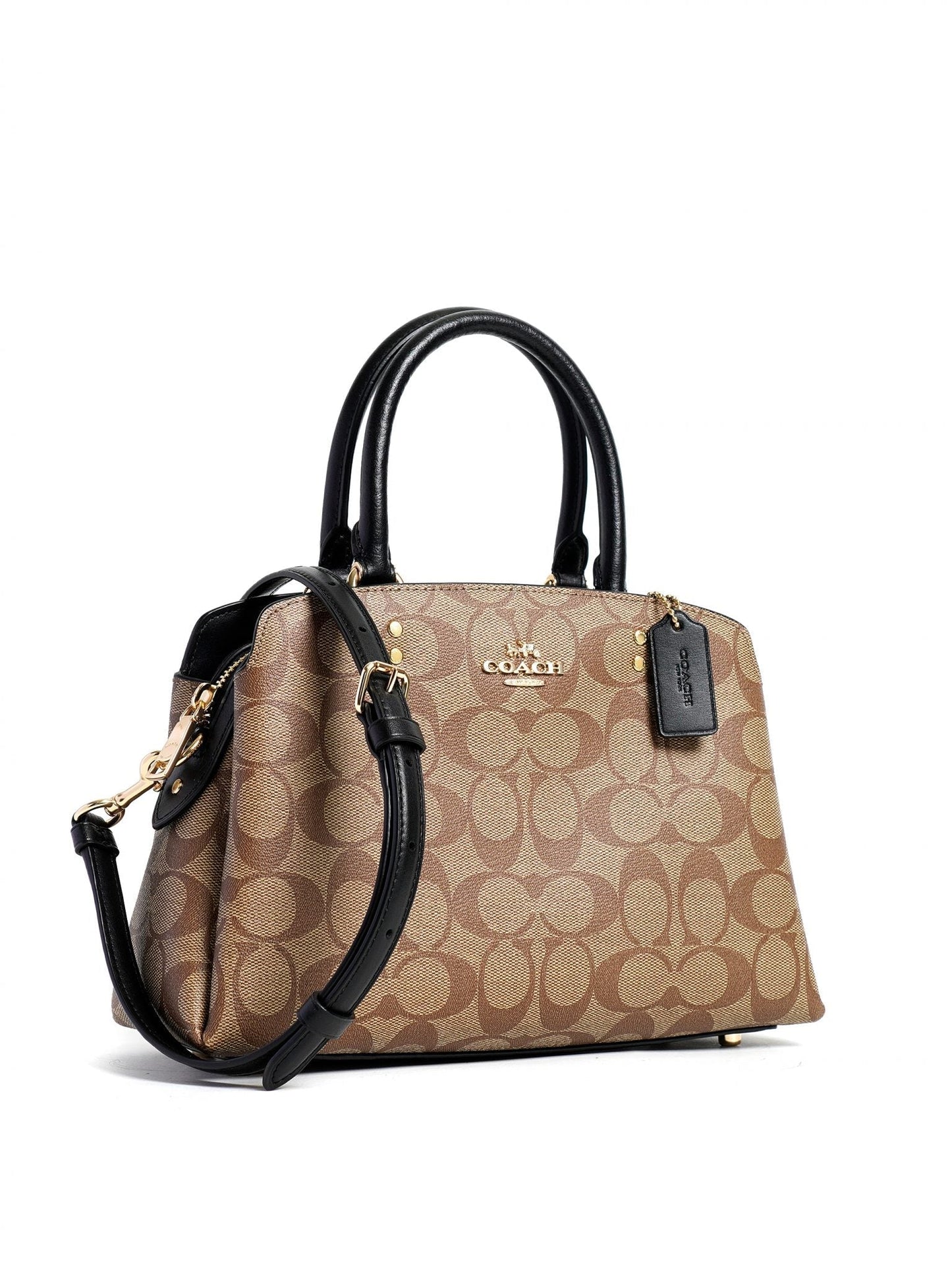 Coach Mini Lillie Carryall In Signature Canvas - Khaki Black