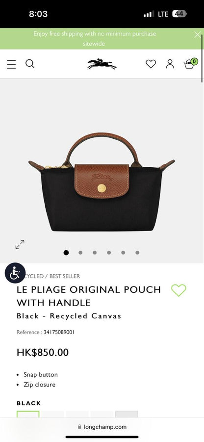 Long Champ Mini Pouch with Strap