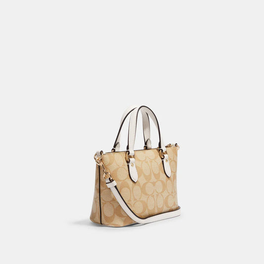 COACH Mini Gallery Crossbody In Signature Canvas Tote | Lite khaki chalk