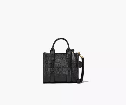 MARC JACOBS THE LEATHER MINI TOTE BAG (BLACK)