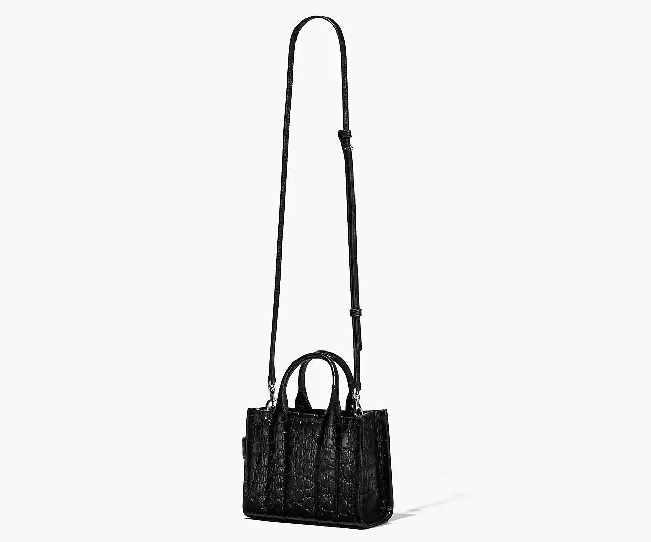 MARC JACOBS THE CROC-EMBOSSED MINI TOTE BAG (BLACK)