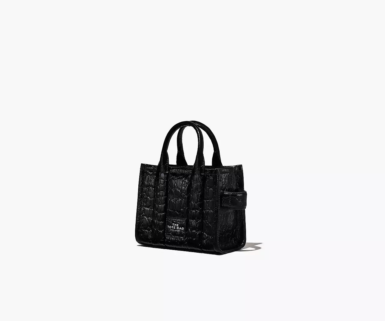 MARC JACOBS THE CROC-EMBOSSED MINI TOTE BAG (BLACK)