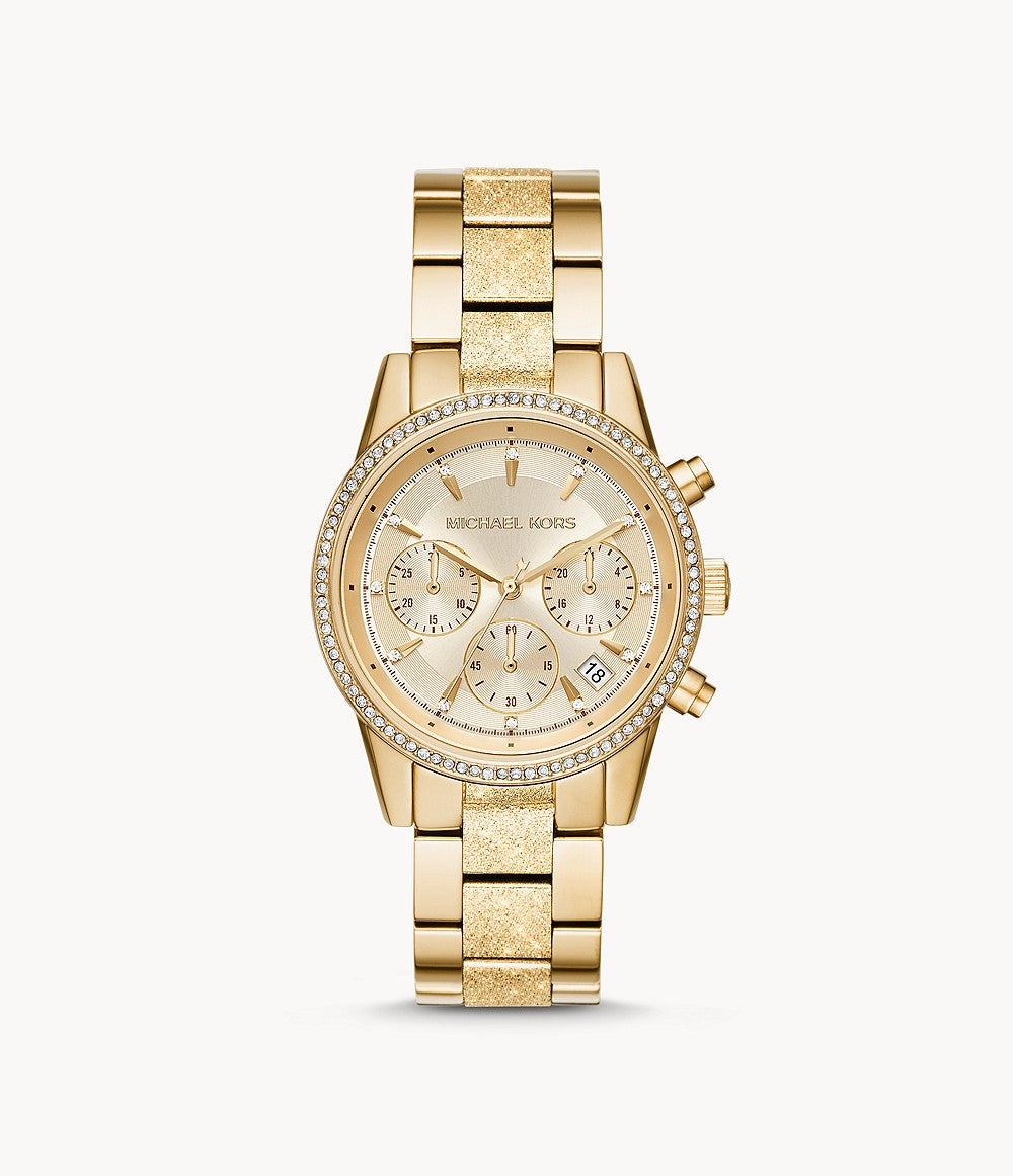 Michael Kors Women's Ritz Chronograph Gold-Tone Stainless Steel Watch MK6597