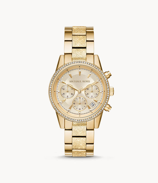 Michael Kors Women's Ritz Chronograph Gold-Tone Stainless Steel Watch MK6597