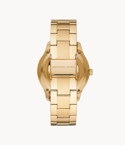 Michael Kors Runway Three Hand Gold Tone Stainless Steel Watch MK6911