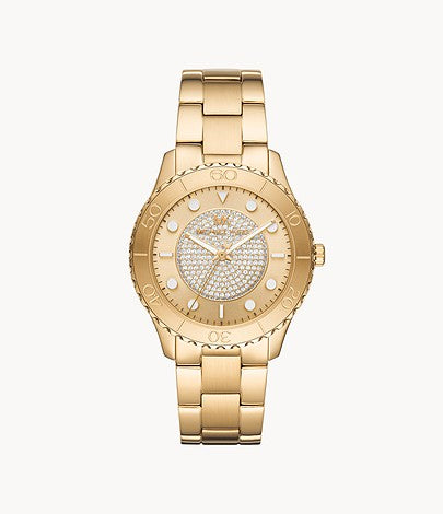 Michael Kors Runway Three Hand Gold Tone Stainless Steel Watch MK6911