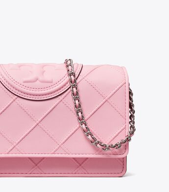 Tory Burch Fleming Soft Chain Wallet Pink Plie