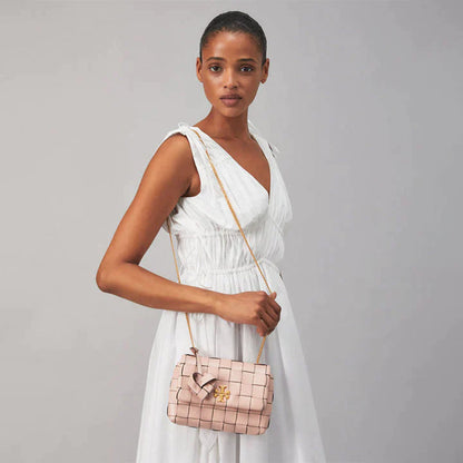 Tory Burch Kira Heart Woven Mini bag Pink Quartz