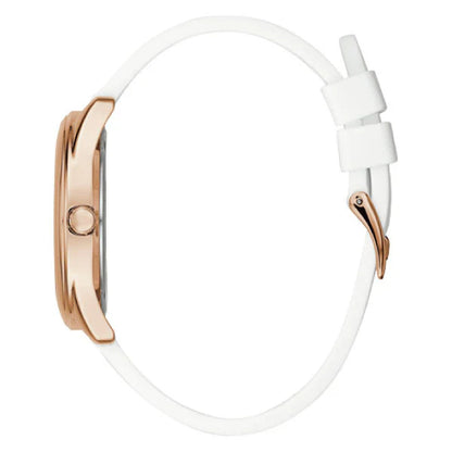 Guess G-Twist White Silicone Strap White Dial Quartz Watch for Ladies - W0911L5