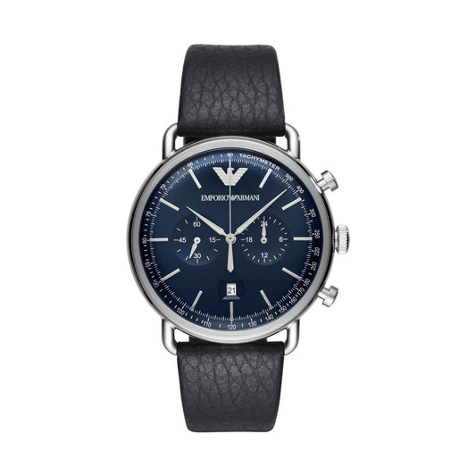 Emporio Armani Men’s Chronograph Quartz Leather Strap Blue Dial 43mm Watch AR11105