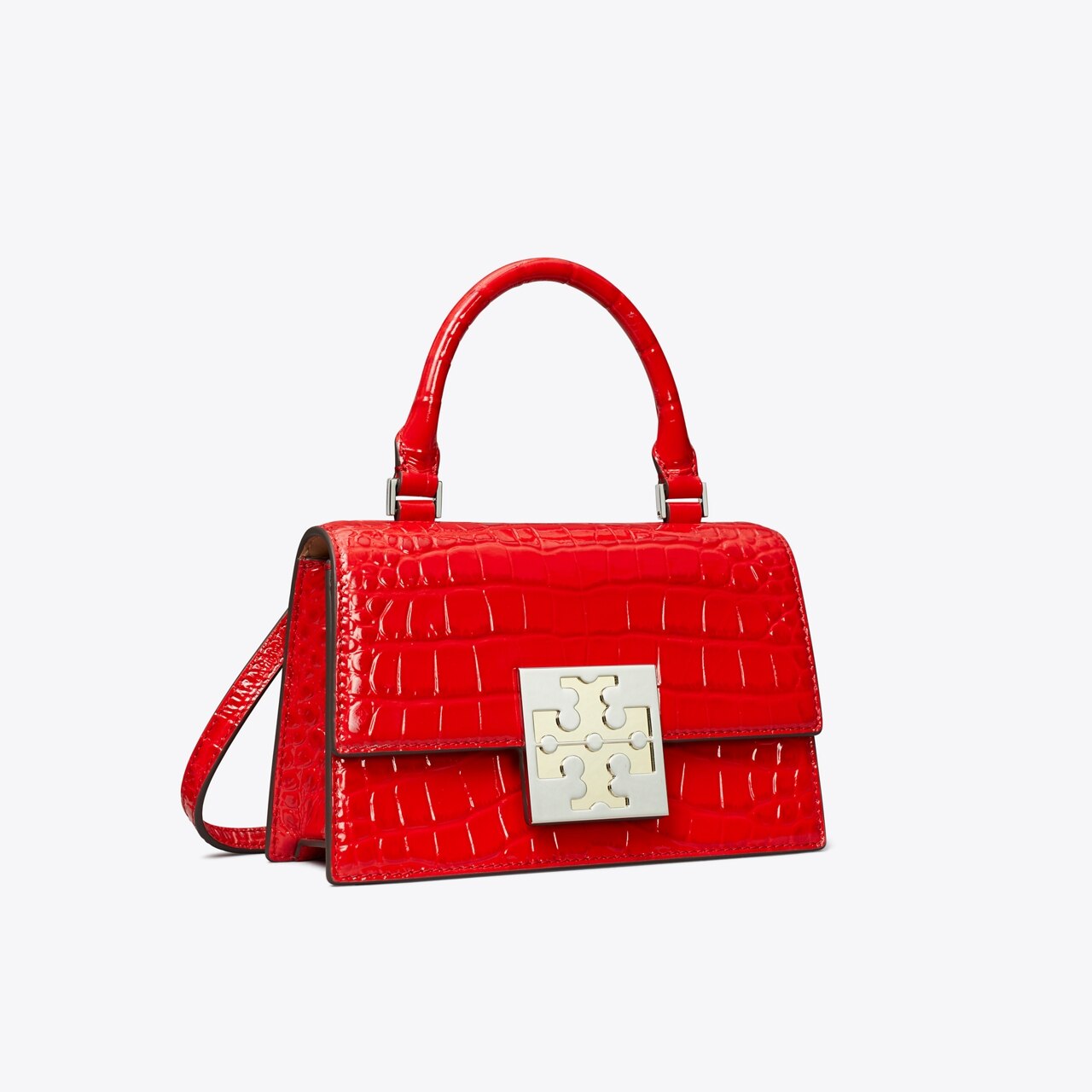 Tory Burch Bon Bon Croc Embossed Mini Top Handle Bag