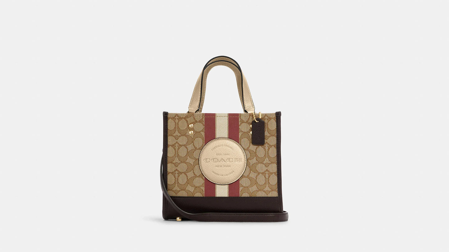 Coach Dempsey Tote 22 In Signature Jacquard With Coach Patch And Stripe