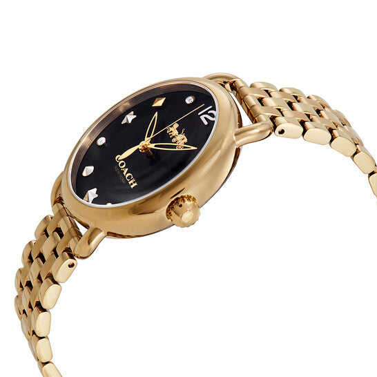 COACH Delancey Black Dial Yellow Gold-tone Ladies Watch